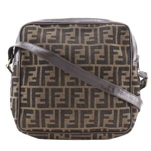Fendi Zucca shoulder bag nylon canvas brown zipper